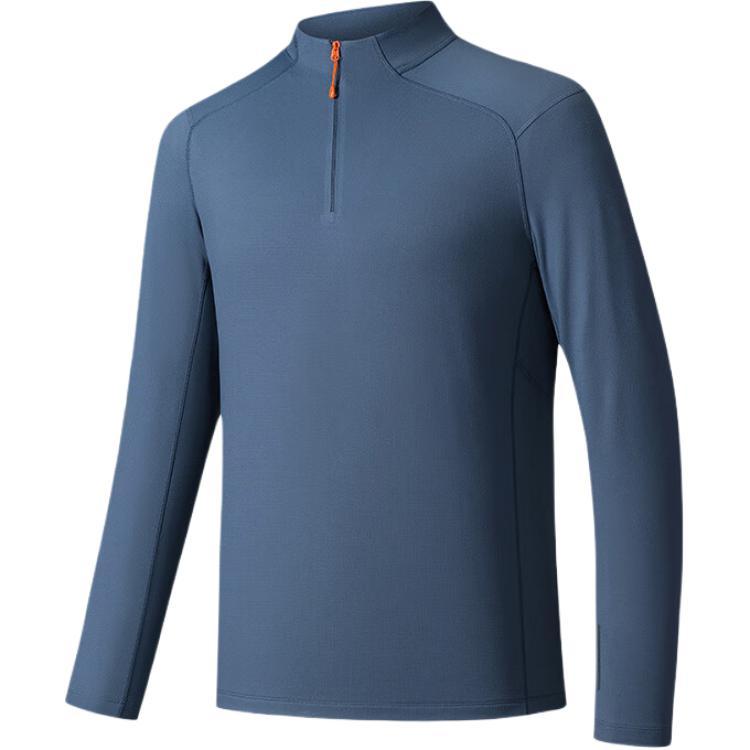 Anta Simple Stand Collar Comfortable Soft Casual Solid Color Versatile Long Sleeve T-Shirt Men Tops 152530412-2