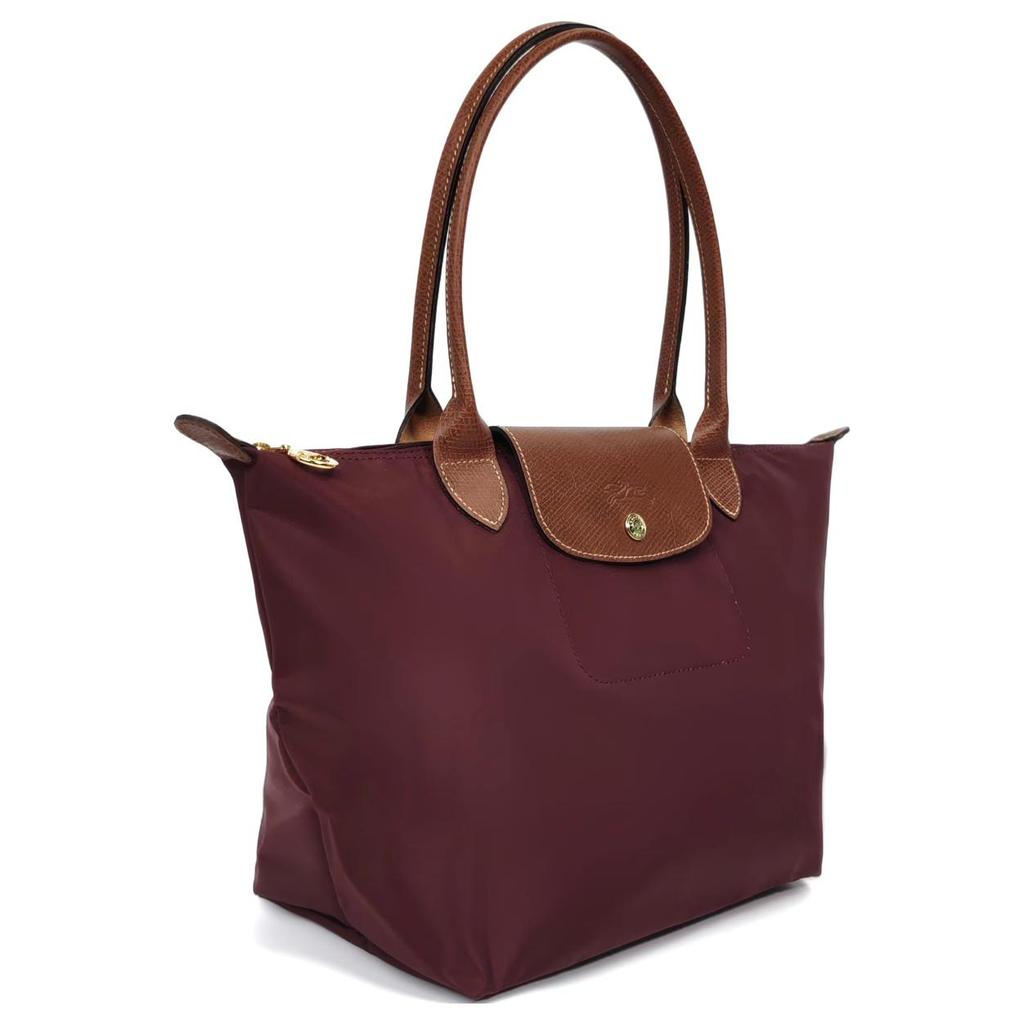 Longchamp Le Pliage Logo Snap Closure Recycled Polyamide Canvas Shoulder Bag Medium Women Shoulder Bag Burgundy 2605089P87