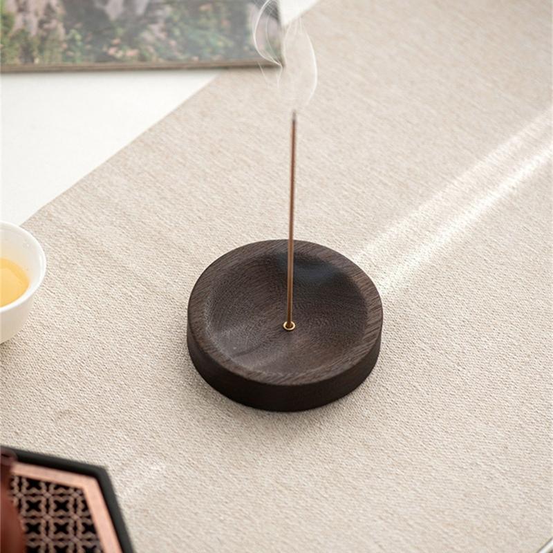 Wood Incenses Stick Stand Creative Incenses Burners Round Shaped Censer for Meditation & Relaxiation