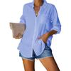 Women's Plus Size Solid Color Casual Loose Button-Up Shirt