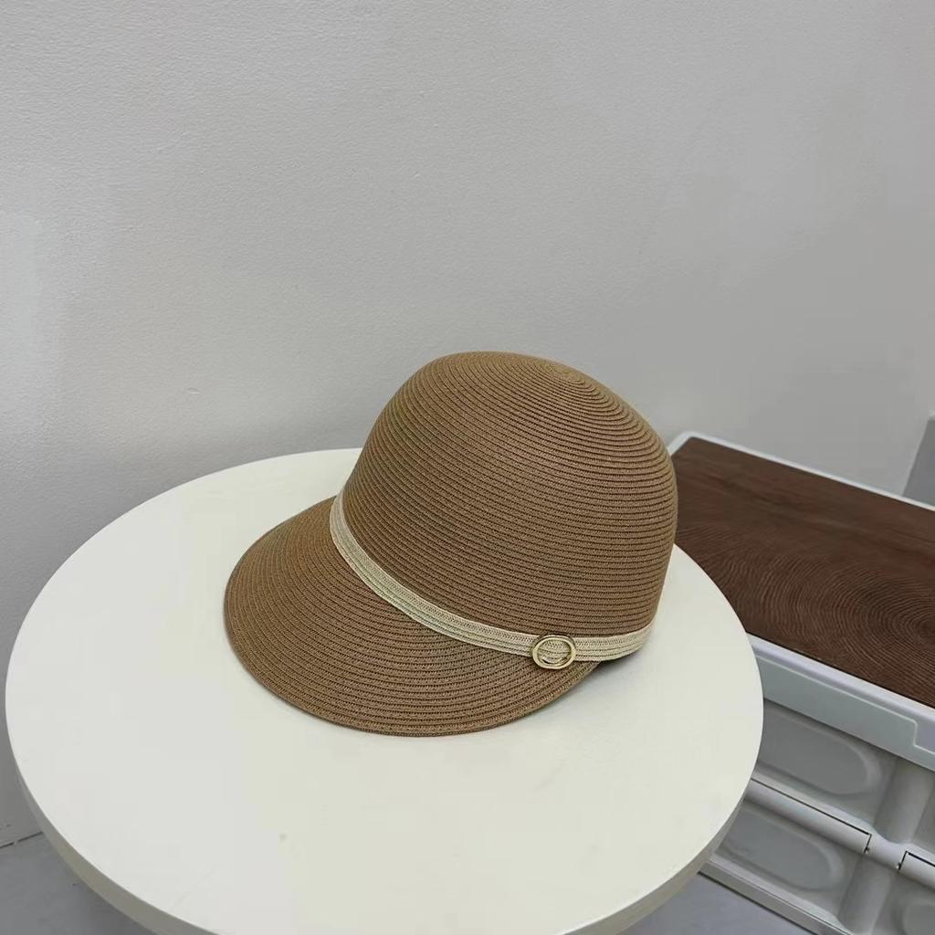 Straw hat women's summer sun protection shows their face, small straw baseball cap, UV protection sunshade, equestrian hat, face cover cap