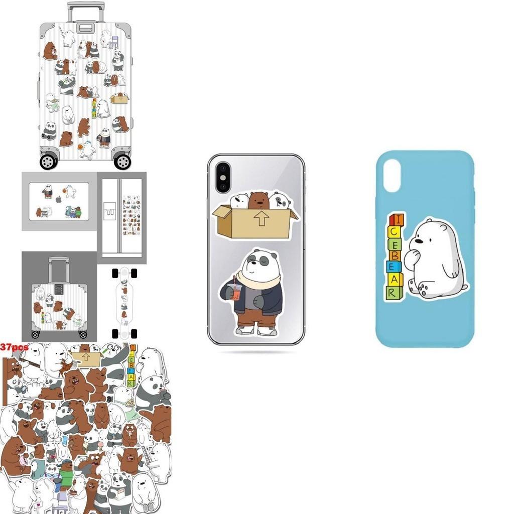 Lebhafte 37 Stück We Bare Bears Wasserdichte Graffiti-Aufkleber für Gepäck und Elektronik