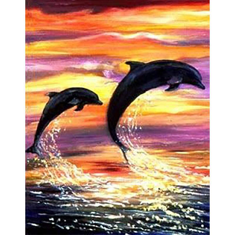 DIY 5D Diamond Painting Dolphin Full Square Drill Animal Diamond Embroidery Pictures of Rhinestones Mosaic Home Decor Art Gift