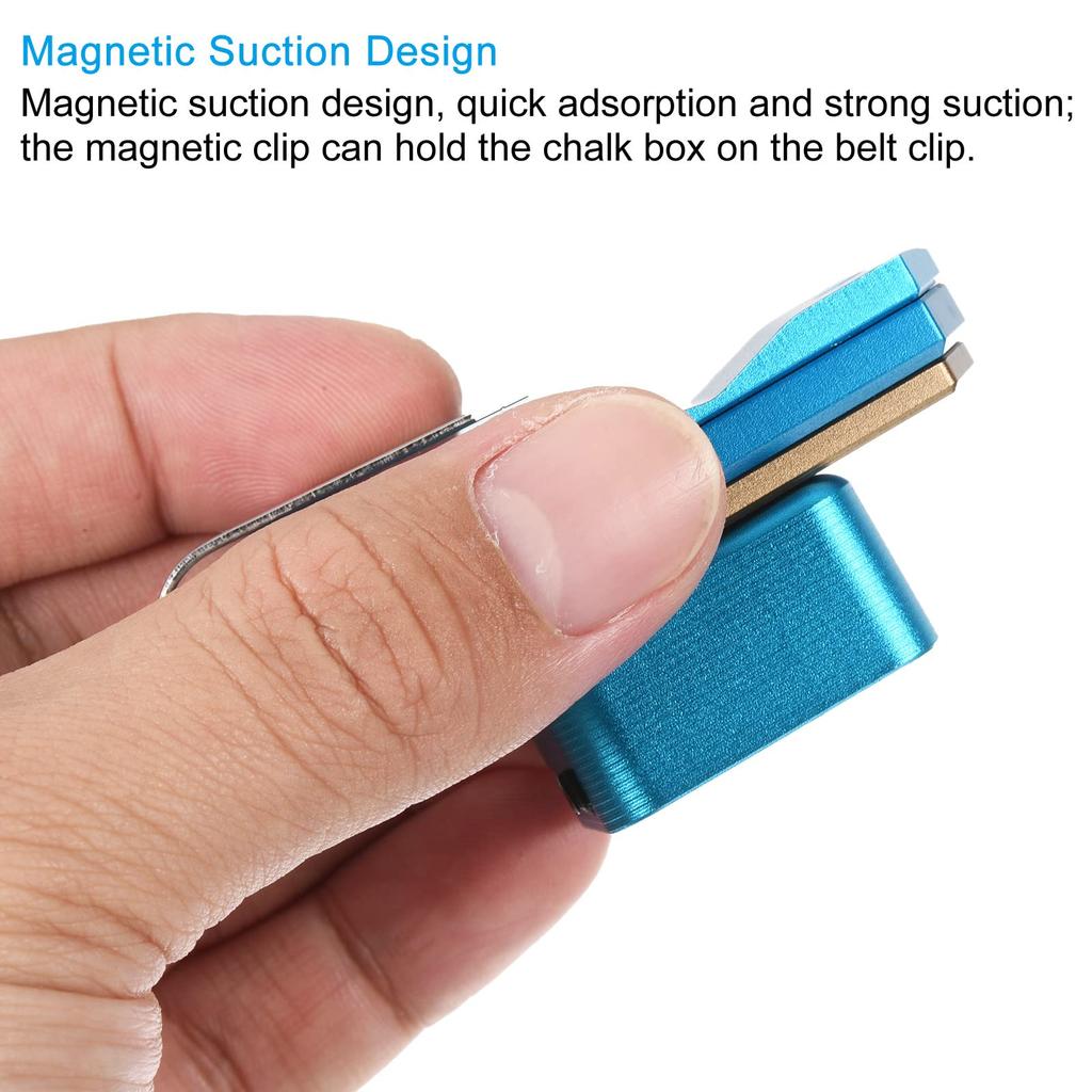 PATIKIL Billiard Magnetic Chalk Aluminum Alloy Pool Billiard Cue Chalk Chip Case with Belt Clip for Snooker Sports Blue Holder, Accessories,