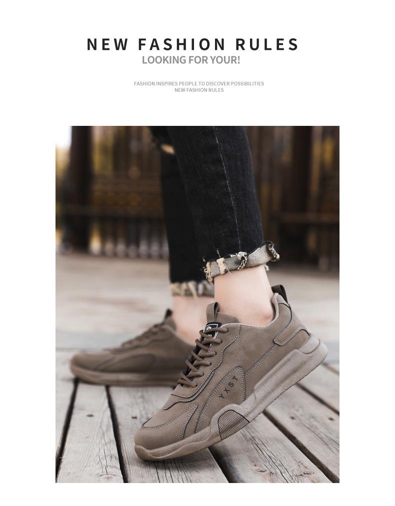 Men's Versatile Leather Lace-up Casual Sneakers - Breathable, Comfortable, Non-slip for Spring & Autumn 2025