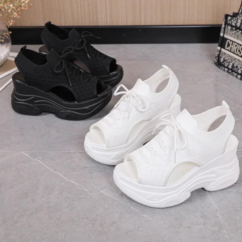 Fashion Women's Shoes 2024 Brand Lace Up Women's Sandals Explosive Style Solid Color Shoes Female Platform Sandals Chaussures Femme Ete