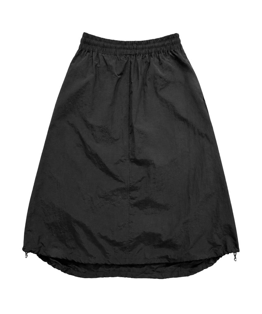 Damiswi Shirred String Balloon Midi Skirt_Black