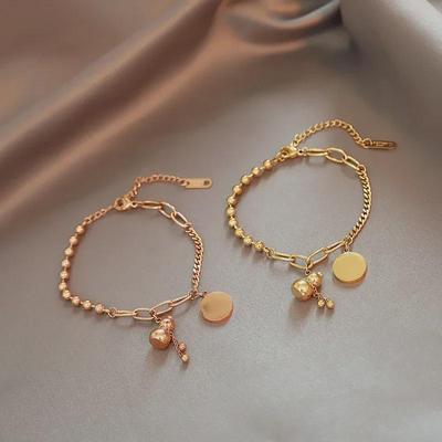 Bracciale Zucca Etnico Retrò - Acciaio al Titanio Oro Rosa 18k, Stile Palazzo, Gioielli Hip-Hop Europei e Americani.