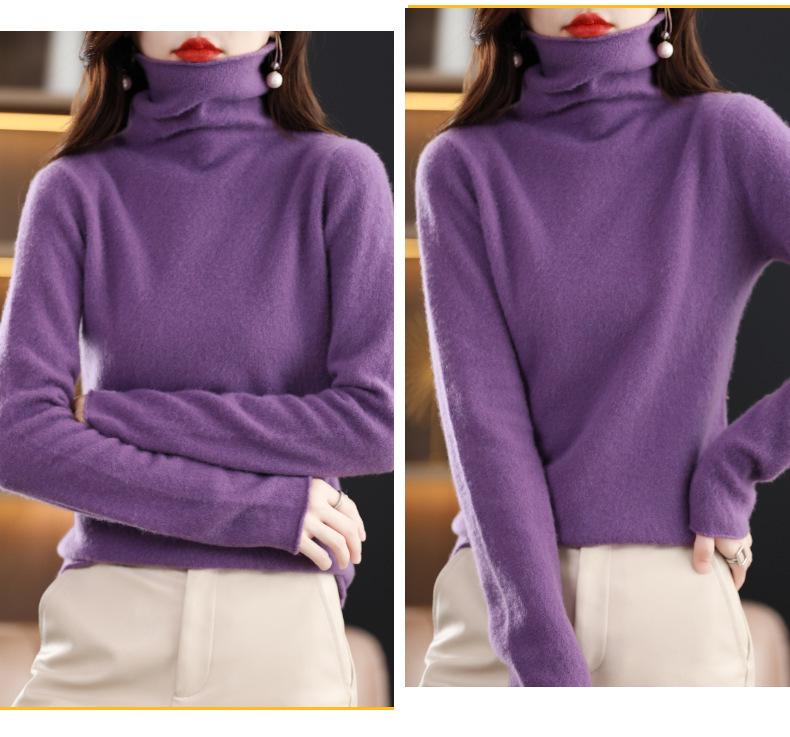 Autumn/Winter 100% Wool Slim-Fit High Neck Knit Sweater