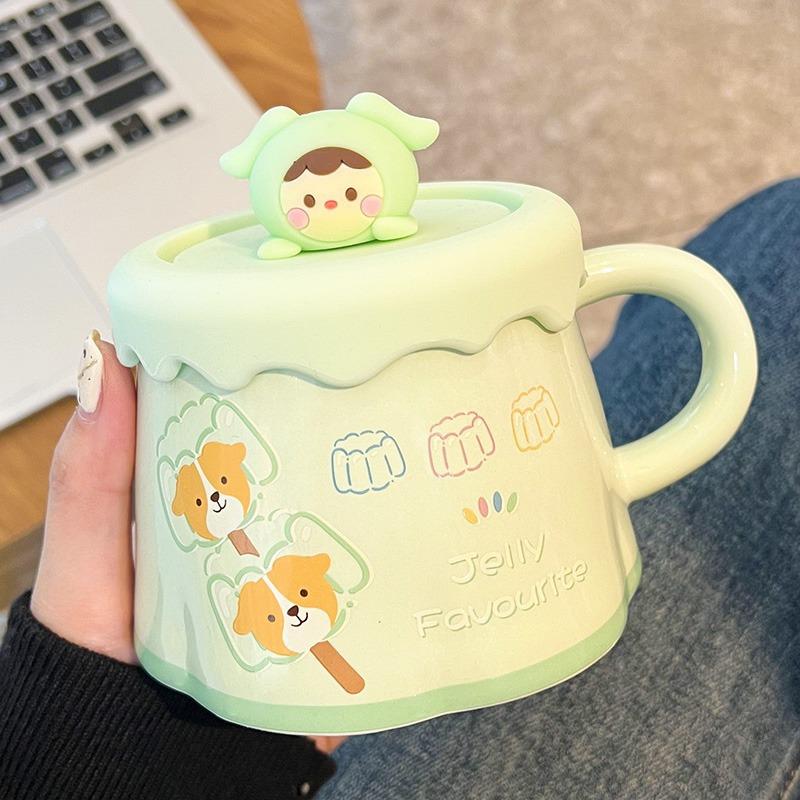 Mug With Lid Creative Couple Ceramic Water Cup Girls High Value Cute Home Breakfast Milk Coffee Cup