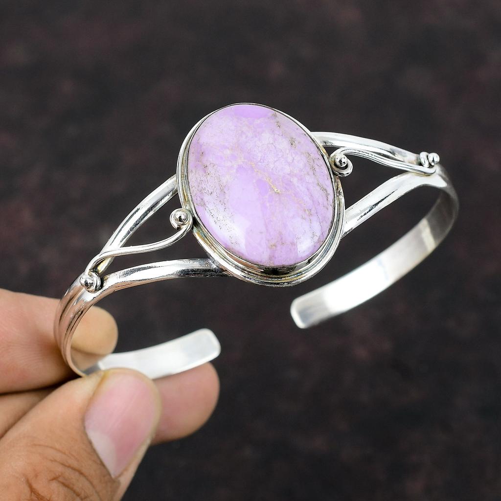 Phosphosiderite Bangle 925 Sterling Silver Cuff Bracelet Natural Gemstone Jewelry Adjustable Bangle Handmade Designer Jewelry Gift For Women