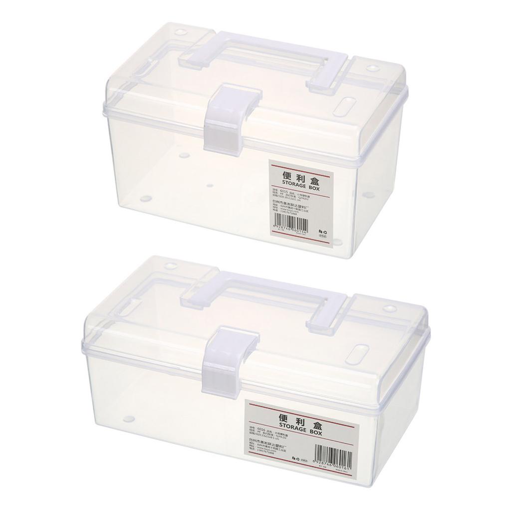 Scatola Portatile Trasparente con Manico Contenitore Multifunzione Forniture per Batteria Forbici Unghie Strumento di Bellezza Organizza