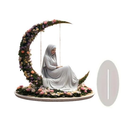 Yousheng Eid Mubarak Acrylic Ornament 2D Crescent Moon Lantern Tabletop Centerpiece Ramadan Mubarak Sign for Home Islamic Party Supplies Eid Gifts