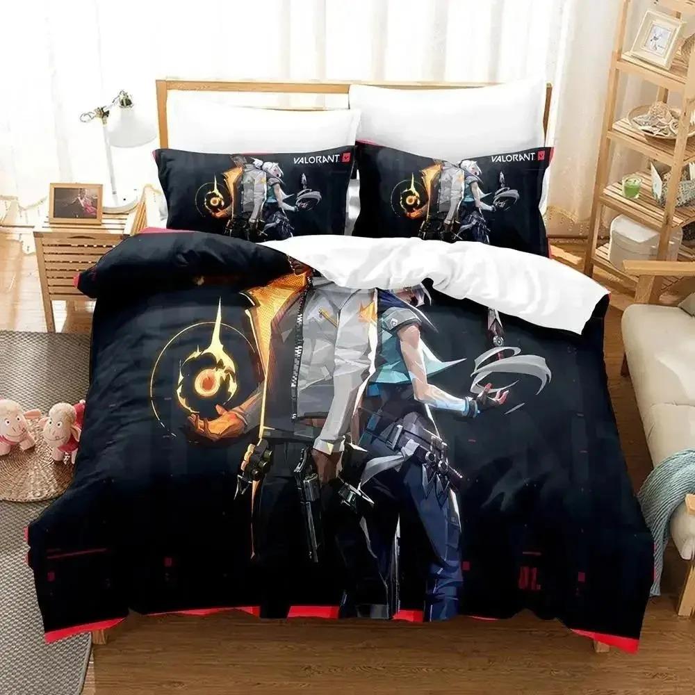 New Game Jett Valorant Bedding Set Single Twin Full Queen King Size Bed Set Adult Kid Bedroom Duvet Cover Sets Anime Yataklar