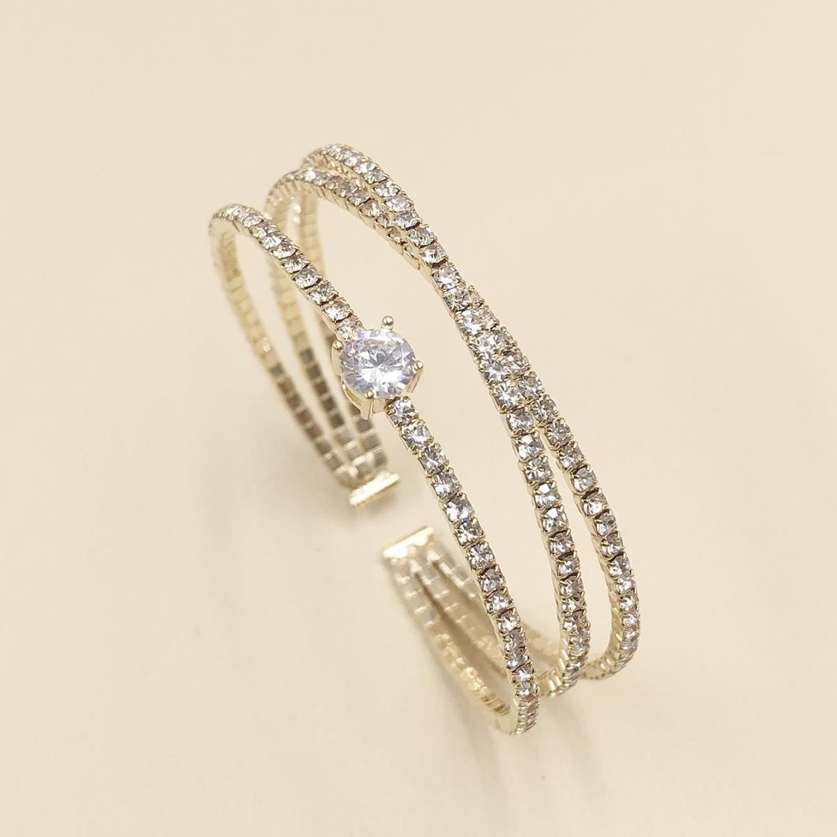 

Многослойный браслет со стразами и крестом, многорядный открытый браслет с цирконом, браслет с бриллиантами в виде когтей. золотой