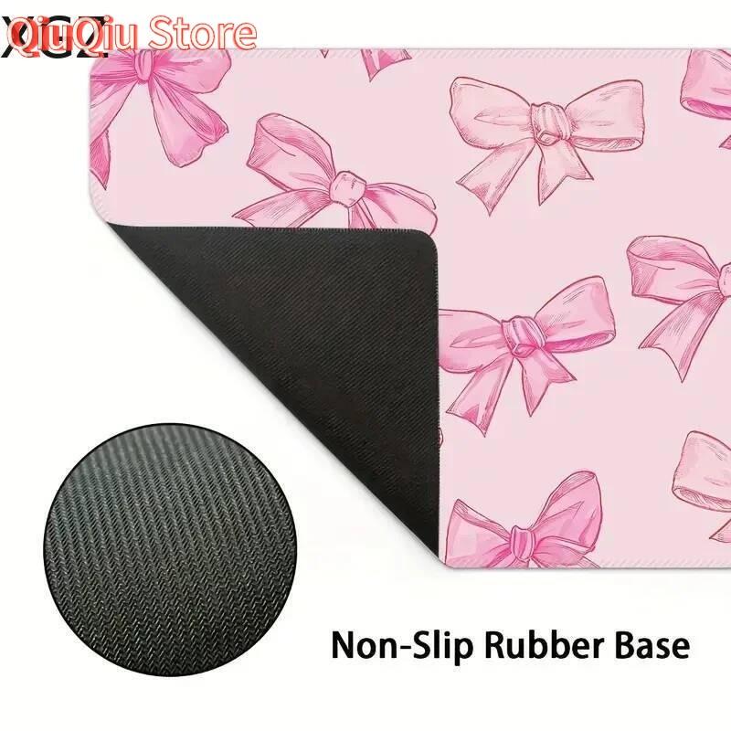 New Cute Pink Bow Mouse Pad Large Keyboard Desk Pads 900x400mm Playmat Non-slip Rubber Base Washable Rug for Office and Home Use
