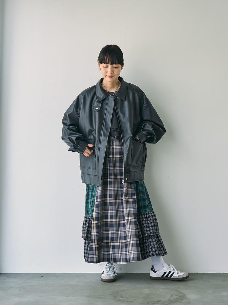 Cohen Check Patchwork Tiered Skirt (Kelly) 76706460237 6500 KELLY (65) FREE