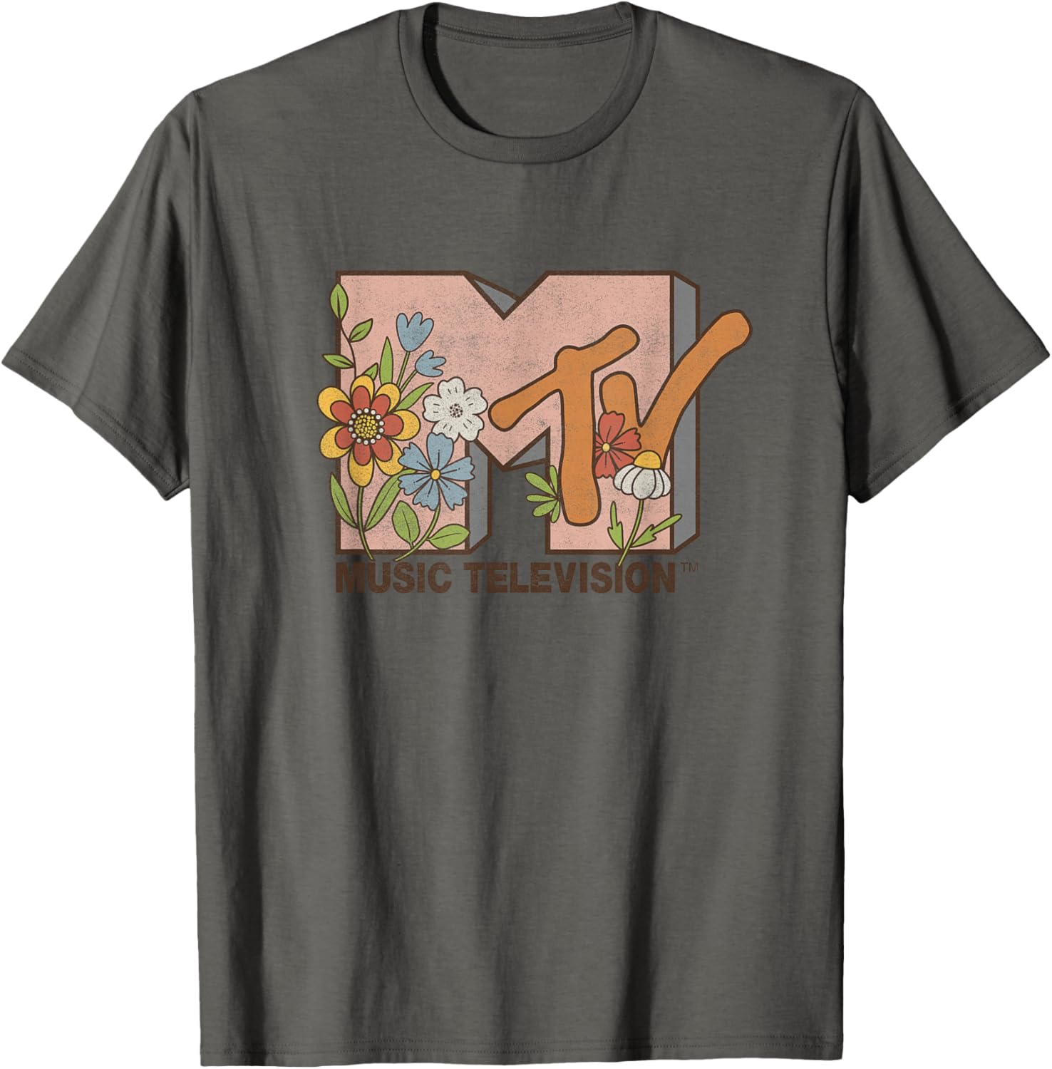 MTV Retro Flower Power Boho 70s Floral Graphic T-Shirt S разноцветный