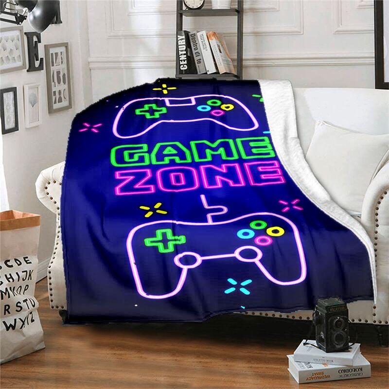 

Ковдра з геймпадом і контролером геймпада з мультфільмом Фланелева ковдра Суперм’які флісові ковдри для спальні, дивана, дивана, подарункового декору 75cm x 90cm