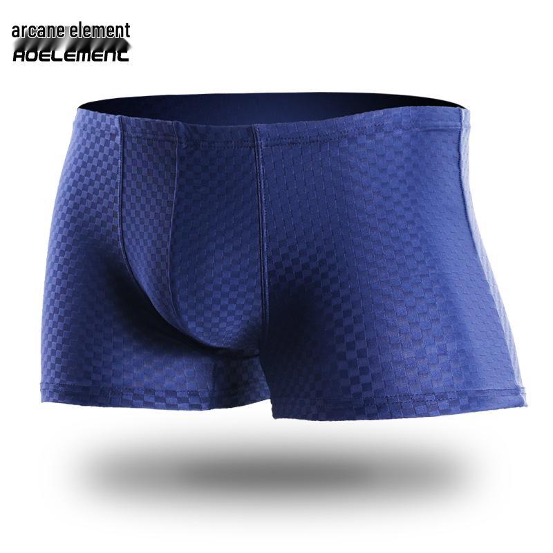 

Мужские летние боксеры-брифы из ледяного шелка и сетки: Дышащие, Легкие Шорты Large