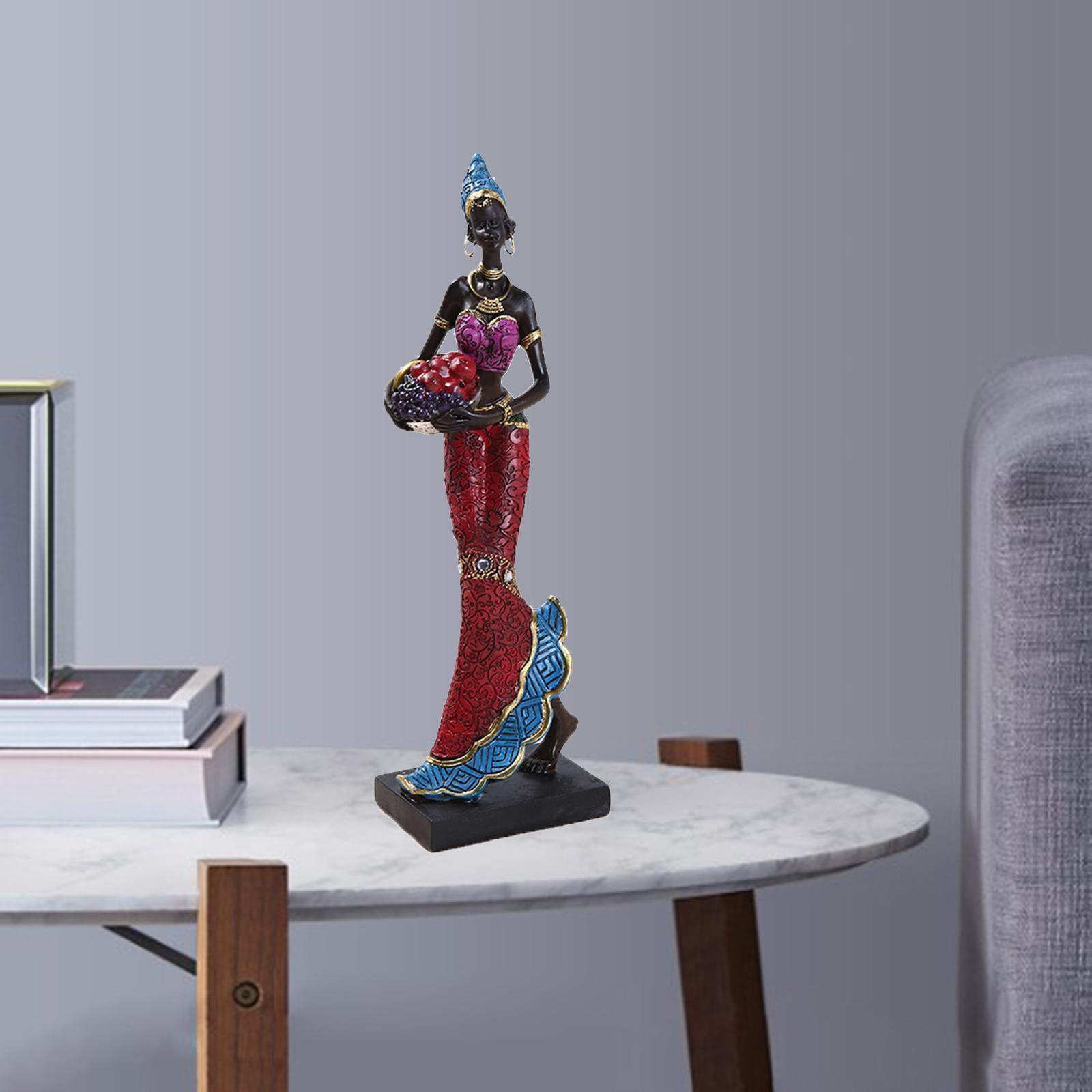 

Африканские женские фигурки, художественные статуи, племенная женская фигурка, статуя желтого цвета синий