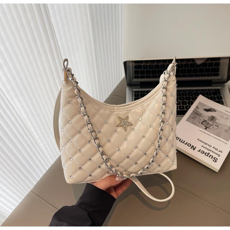 Rhombus Chain Bag Women's 2025 Summer New Niche Casual Messenger Bag High Value Foreign Style Shoulder Armpit Bag