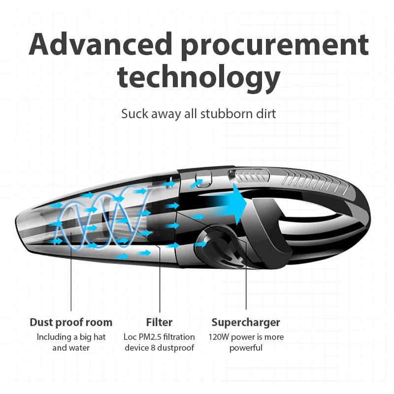 Handheld Vacuum Cordless Powerful Cyclone Suction Portable Rechargeable Vacuum Cleaner Quick Charge for Car Home Pet Hair