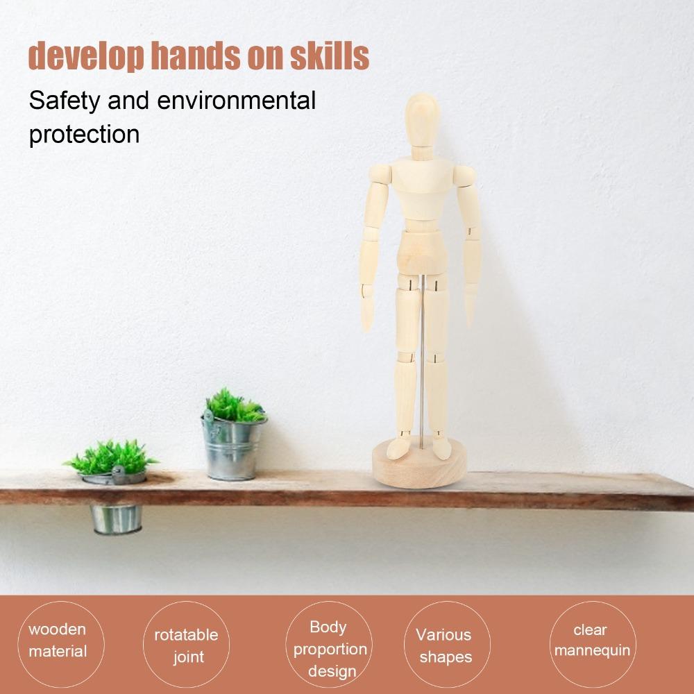 8×1.97in Wooden Mannequin Fully Articulated Joints Natural Wood Texture Sketch Jointed Figure Adjustable Posture Flexibly Posed