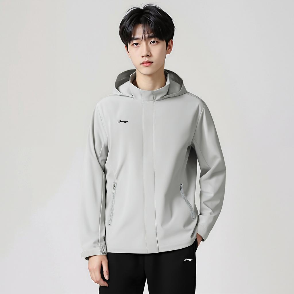 Li-Ning Minimalist Brand Logo Loose Windbreaker Hoodie Men Outerwear AFDVJ43-1