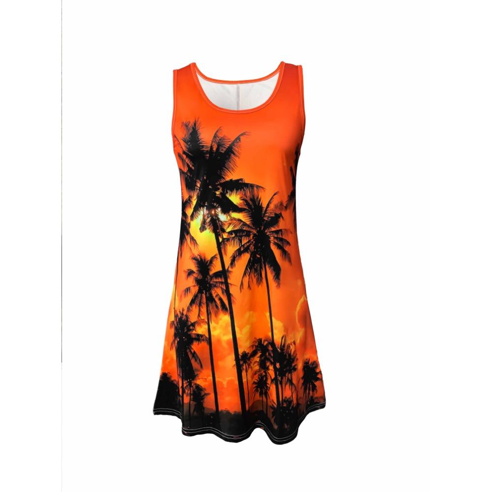 2025 Strand Casual Ärmellos Tank Top mit Blumenmuster Lockeres Sommerkleid A-Linie Ärmellos U-Boot-Ausschnitt Party Kleine Kurze Kleider Tropisches Druckkleid Casual