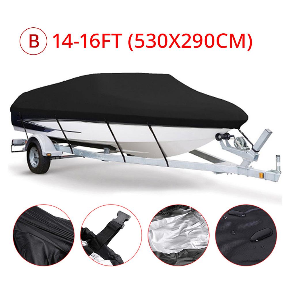 210D Yacht Boat Cover Suitable For 14-16FT Oxford Fabric Outdoor Protection Waterproof Boat Cover Anti Tear Black Boat Cover