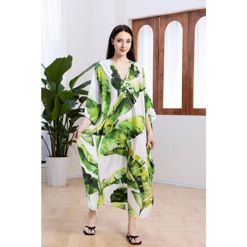 New Beach Smock, Printed Dress, Long Gown, Vacation Beach Dress