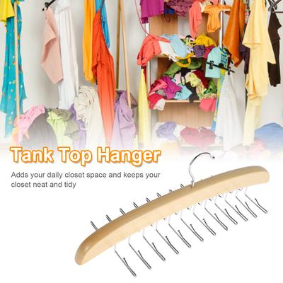 Wooden Sling Hanger Camisole  Organizer with 24 Metal Hooks Multi-Functional Hook Suitable For Dormitory Apartment Bedroom