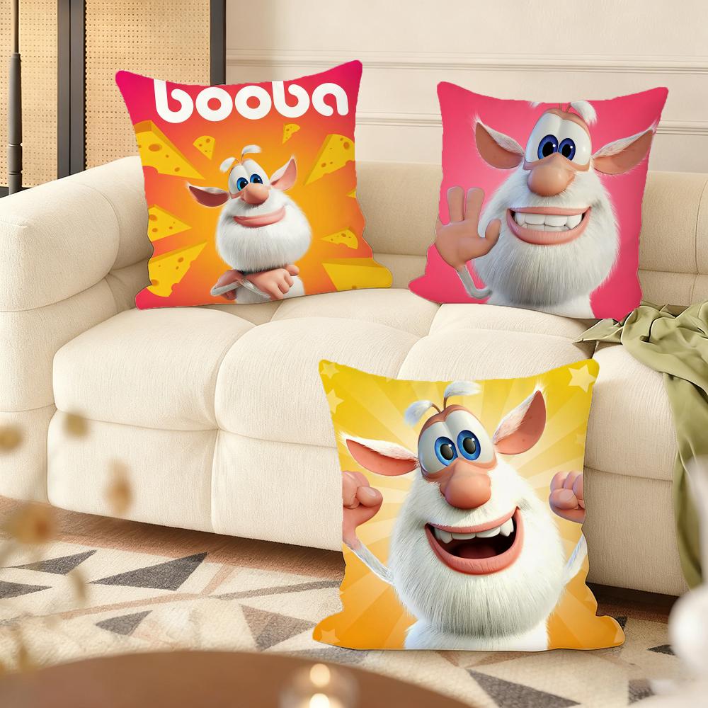Cute FourbobBooba Cushion Cover Natural Linen Organic Fabric DoubleSided Printing Couch Pillow Covers Home Decor