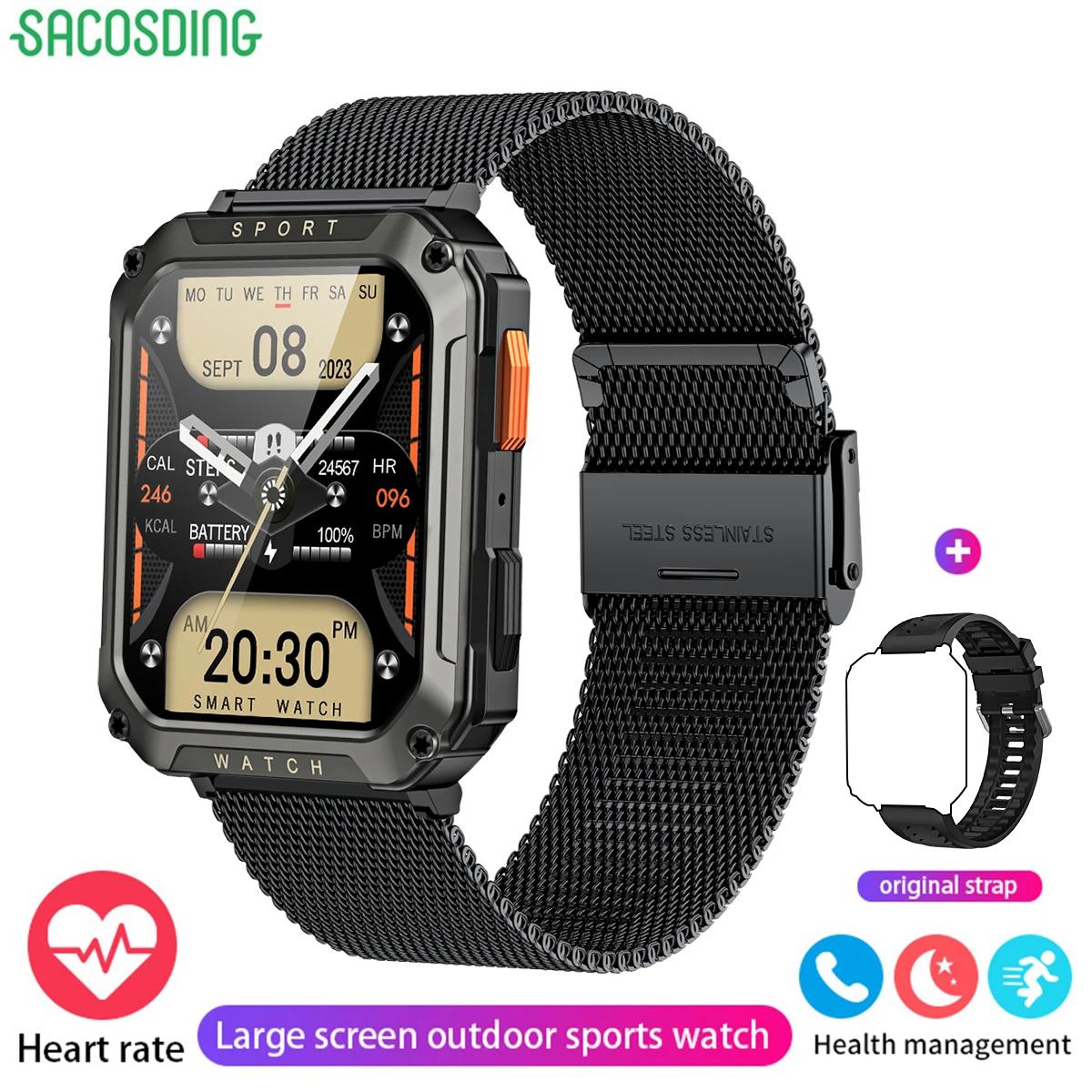 

SACOSDING Новые военные Bluetooth-смарт-часы для мужчин 2,01-дюймовый спортивный фитнес-браслет водонепроницаемые голосовые помощники умные часы для мужчин Bluetooth Call watch