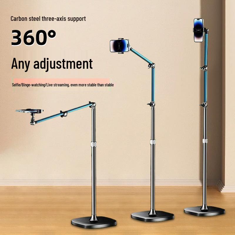 Adjustable Floor-Standing Phone & Tablet Holder for Live Streaming & Photography 1.7m Boom Stand чёрный