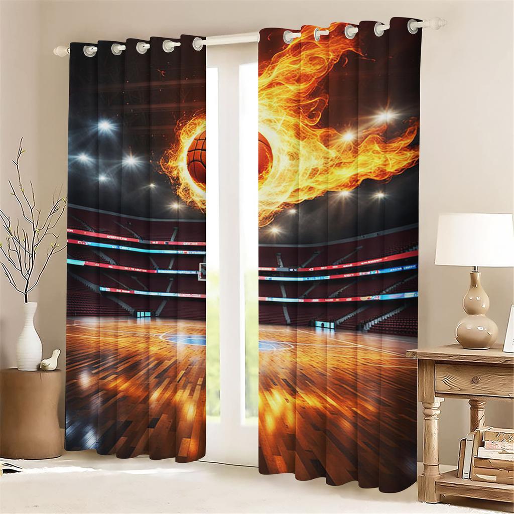 Cartoon Curtain Basketball For Boy 3D Print Bedroom Living Room Window Blackout Partition Style Home Decoration
