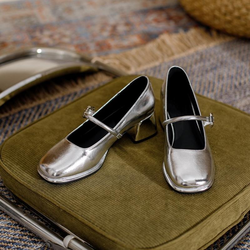 Fashion New High Heel Leather Shoes Shallow Mouth Sexy Pump Sandals Ladies Mary Jane 2025 Spring Crossdressers