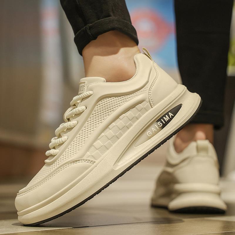 

Мужская обувь дышащая и универсальная низкая кожаная повседневная обувь для скейтборда мужская обувь на толстой подошве для увеличения роста белая обувь на мягкой подошве нескользящие кроссовки 39 бежевый