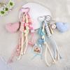 Cute Bag Charm Pendant Keyring Heart Beaded Braided Rope Keychain Bag Charm for Backpack Purse Handbag Decorations