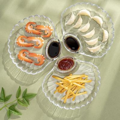 Muschel SchaleTransparent Knödelplatte Mit Essigscheiben Essigschalen Sushi Frühstück Trockenfrüchte Snack Muschel Spuckschale