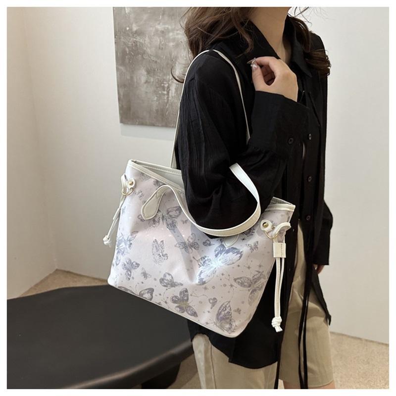 Fashion Printed Butterfly Large Bag for Women 2024 New Style High-end Large-capacity Tote Bag Casual Temperament Shoulder Bag