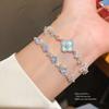 Modern Minimalist Silver Blue Zircon Flower Bracelet For Women Gift