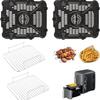 Ninja Air Fryer Pan Set, 2 Pack Grill Rack & Tray Compatibility with Ninja SL401 Double Stack Air Fryer, Non-Stick, Dishwasher Safe