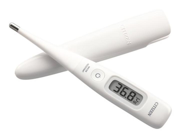 Citizen Elektronisches Thermometer für die Achselhöhle CTE707, 15 Sekunden tatsächlich gebogene Spitze für einfaches Anbringen [Vorhersage & Messung], waschbar, sauber, wasserdicht,