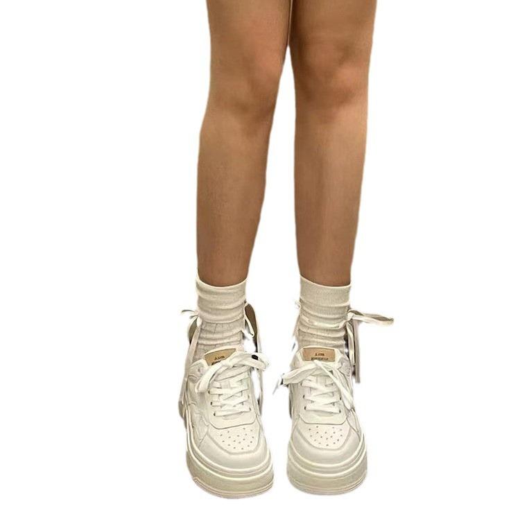 Little white shoes board shoes women's spring and summer school new thick-soled heightening couple's work sports shoes
