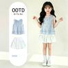 Girls Summer Bow Blouse and Bloomer Skirt Two Piece Set