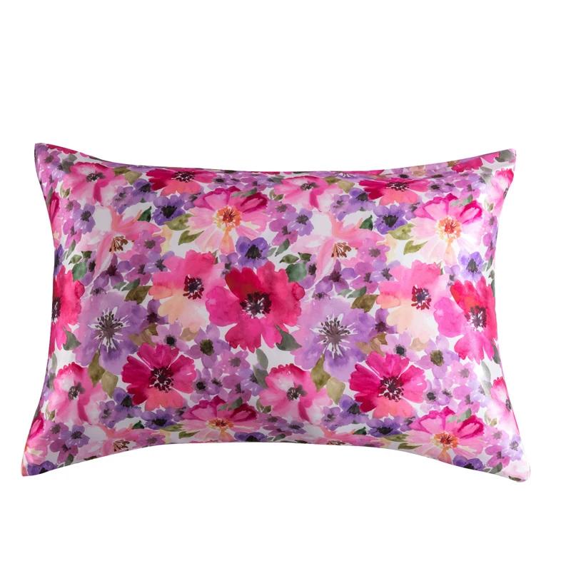 1 Pcs Silky Satin Body Pillow Case Long Bedding Pillow Cover Emulation Silk Floral Printing Pillowcase King Queen Size