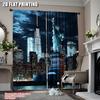 2Pcs Statue Of Liberty Curtain New York City Skyscraper Urban Night Scene Skyline Cityscape Landmark Home Decor Nyc Party