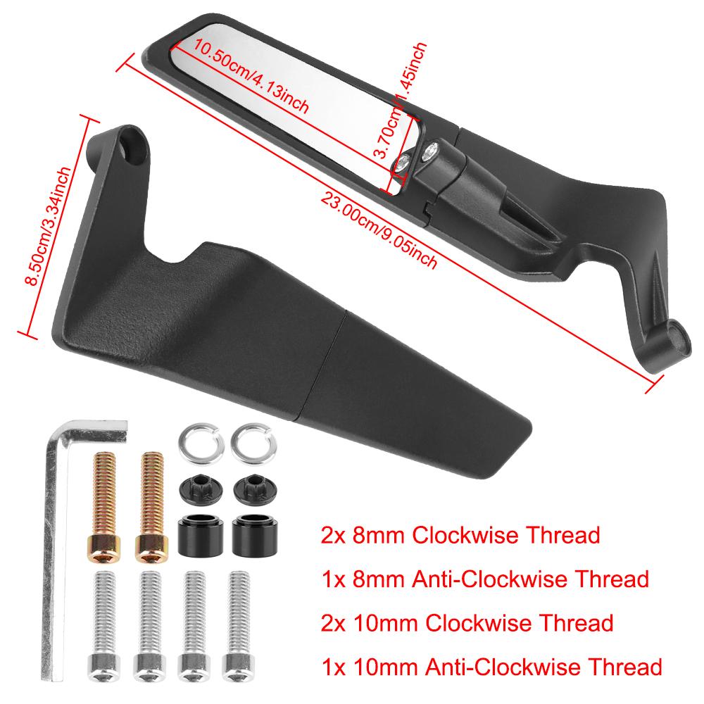 Aluminum Alloy Motorcycle Rearview Mirrors 1 Pair For 7/8" 22mm Handlebar Anti-glare Wide Angle Blue Glass